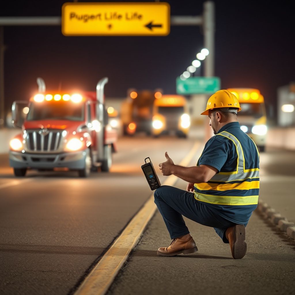A Riverside tow truck operator wearing high-visibility PPE while safely securing a vehicle for transport.